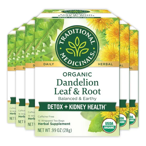 Miniatura 18 de Traditional Medicinals Té, raíz de diente de león tostado orgánico, apoya la función renal y la digestión saludable, 16 bolsas de té
