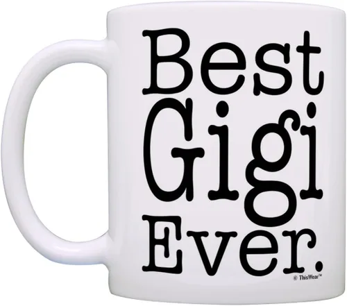 Miniatura 3 de ThisWear Regalo del Día de la Madre para la abuela Best Gigi Ever Gift Taza de café de cerámica de 11 oz con asa, color blanco
