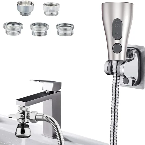 Accesorio rociador para fregadero de cocina, rociador de manguera de fregadero con aireador para grifo con desviador de latón y manguera de acero