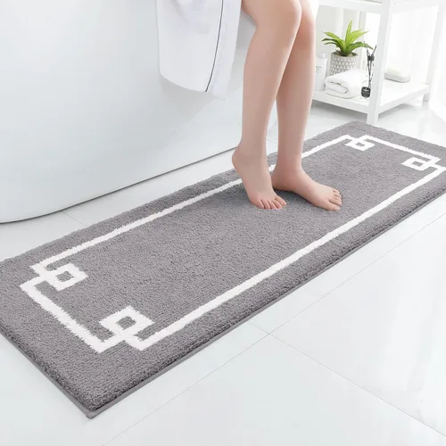 Miniatura 10 de HOMEIDEAS Alfombra de baño, suave y absorbente de agua, alfombra de microfibra de felpa esponjosa antideslizante para bañera y ducha