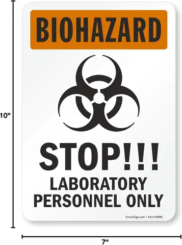 Miniatura 3 de SmartSign S-6810-EU-10 Etiqueta "Biohazard - STOP!!! Laboratory Personal Only" Vinilo laminado de 7" x 10