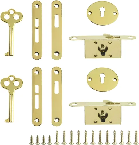 T Tulead Mini cerraduras de caja de madera con cerradura de caja de joyería, cerradura de ojo de cerradura dorada, cerraduras para muebles, juego de