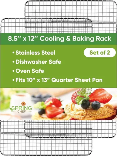 Miniatura 11 de Spring Chef rejilla de enfriamiento de acero inoxidable de 8.5 x 12 pulgadas para cocinar y hornear - Rejilla de enfriamiento para galletas apta