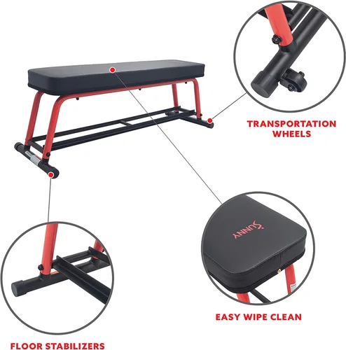 Miniatura 3 de Sunny Health & Fitness Banco de Pesos para Entrenamientos de Alta Intensidad, Ejercicio, Entrenamiento de Fuerza, Levantamiento y Gimnasios en Casa