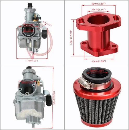 Miniatura 5 de FVRITO - Carburador de alto rendimiento VM22 de 26 mm para Predator 212cc 196cc Coleman CT200U BT200X Mini Bike KT196 Go Kart GX160 GX200 6.5hp