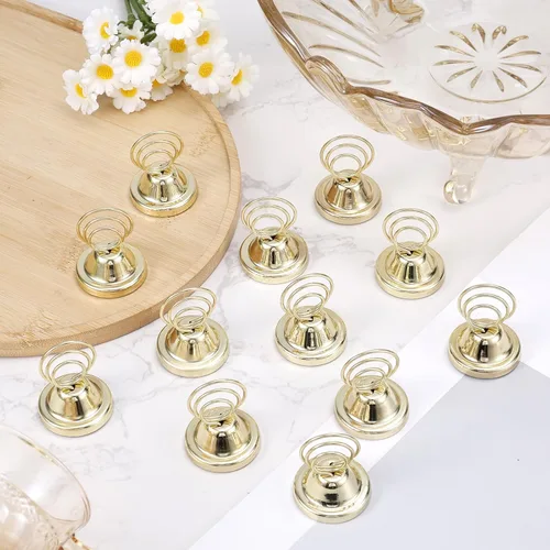 Miniatura 3 de 12 soportes para números de mesa, soporte de alambre con acabado de metal, soporte para fotos, tarjetas de lugar, soporte para fotos, suministros
