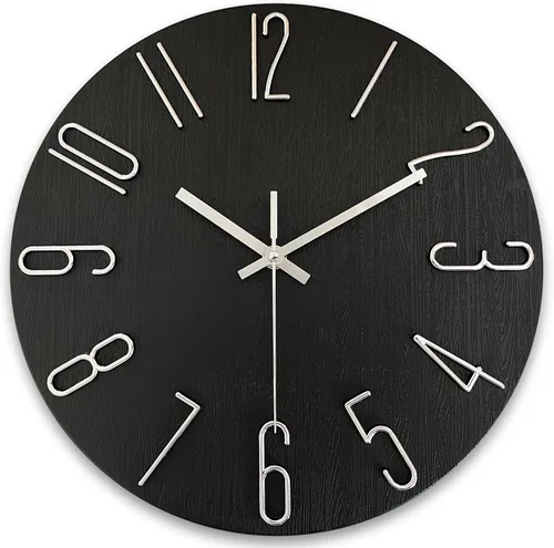 AIRUIFU Reloj de pared de 12 pulgadas, silencioso y sin tictac, moderno, funciona con pilas - Analógico pequeño y clásico para oficina, hogar, baño,