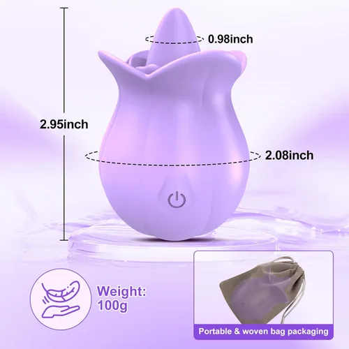 Miniatura 5 de Vibrador de lengua, juguete sexual de rosa para mujeres, clítoris y lamedor de pezón, estimulador de clítoris con 10 lamiendo la lengua y vibración