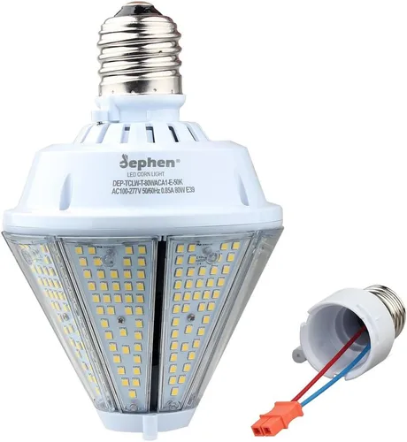 Miniatura 11 de dephen Bombilla LED de mazorca de maíz de 50 W, cono triangular de 6500 lúmenes, luz superior de poste base E26, reemplazo de halogenuros metálicos
