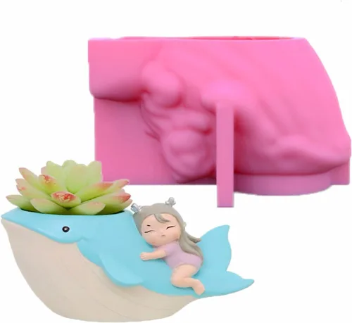 Miniatura 24 de Molde de silicona para macetas, moldes de silicona en forma de animal 3D para hormigón, cemento, yeso, arcilla polimérica, fundición de resina