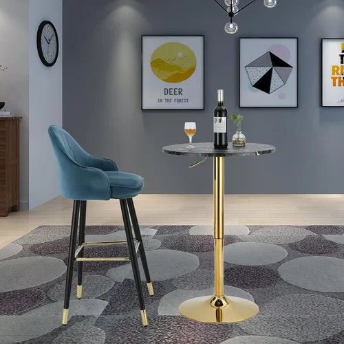 Miniatura 2 de Finnhomy Mesa redonda de bar de cóctel de 24 pulgadas con base de metal, mesa alta de pub bistró, altura de barra ajustable de 27.9 a 35.4 pulgadas