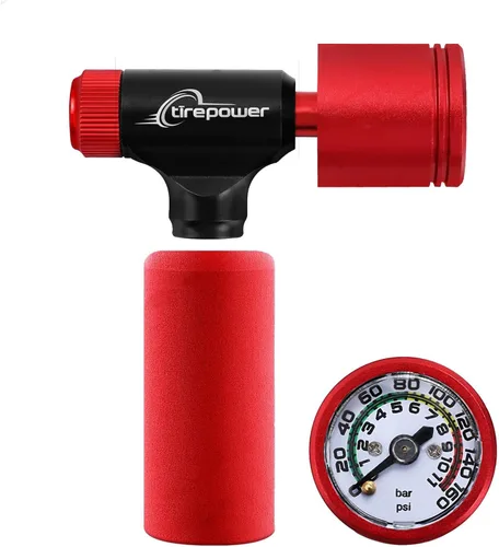Miniatura 8 de CO2 Bike Tire Inflator - Push-Button Presta & Schrader Compatible CO2 Bike Pump or 12X 16g Threaded CO2 Cartridges for Road Bikes, MTB, Hybrid Bikes