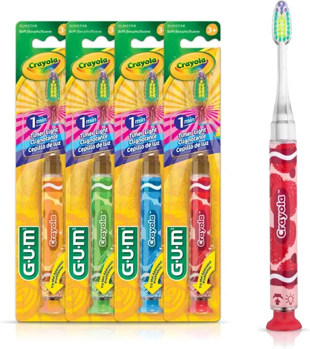 Miniatura 8 de GUM - 202RK Crayola Timer - Cepillo de dientes ligero (cepillo de dientes individual), cerdas suaves, el embalaje puede variar (paquete de 2)