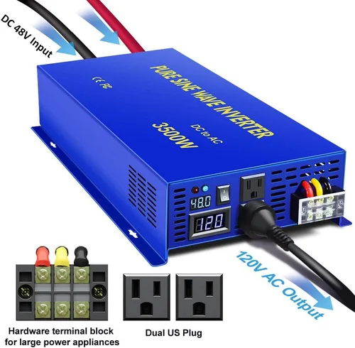 Miniatura 5 de Inversor de onda sinusoidal pura de 3500 vatios 48 V a 110 V 120 V CA convertidor de potencia inversa de sobretensión de 7000 W para sistema solar