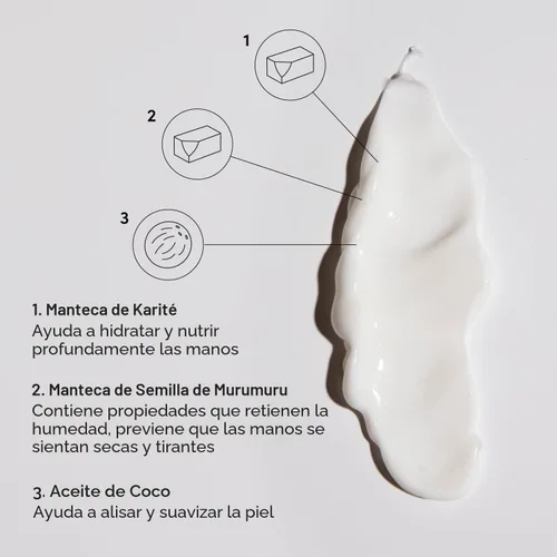 Miniatura 3 de OUAI Crema de manos – Bálsamo grueso y cremoso con aceite de coco, mantequilla de murumuru y manteca de karité – Hidratante hidratante para manos