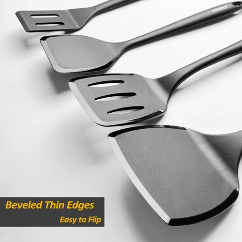 Miniatura 5 de Espátula volteadora de silicona para panqueques con mango alargado y diseño sin costuras, espátulas de cocina resistentes al calor para utensilios