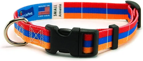Collar de perro de Armenia | Bandera de Armenia | Hebilla de liberación rápida | Fabricado en Nueva Jersey, Estados Unidos | para perros medianos |