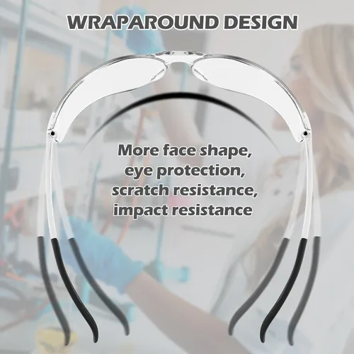 Miniatura 3 de Paquete de 150 gafas de seguridad transparentes, ligeras, protectoras para uso en interiores y exteriores, mujeres y hombres, trabajo, laboratorio
