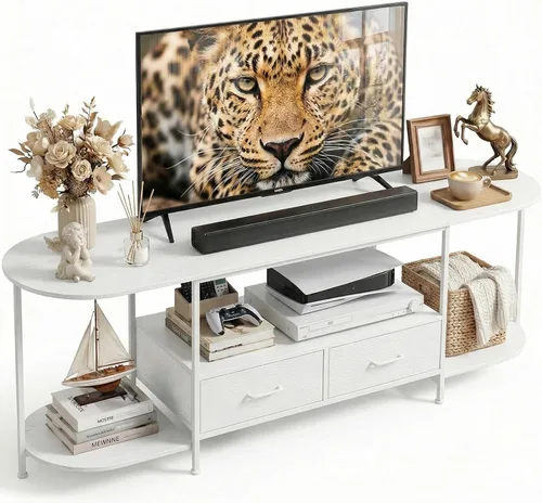Miniatura 11 de Faesun Soporte de TV de 55 pulgadas para televisores de hasta 55 pulgadas, consola multimedia de borde curvado y centro de entretenimiento con 2