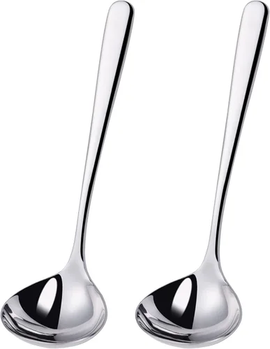 Miniatura 8 de Cucharón dorado de 9.5 pulgadas SUS304 de acero inoxidable para sopa de 2 onzas, cucharón de cocina para salsa de salsa para servir (juego de 2)