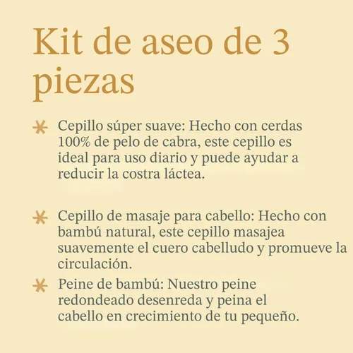 Miniatura 2 de ELLAOLA Juego de cepillo y peine de bambú natural, 3 piezas - Cepillo para costra láctea, cepillo de masaje para el cabello, peine de bambú
