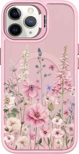 Miniatura 14 de Dretal Magnético para iPhone 11 Pro, Funda Floral, Protector de Pantalla, Anillo de Lente Integrado, Soporte, Protección de Grado Militar, Funda