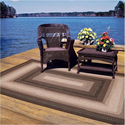 Miniatura 168 de Alfombra ovalada trenzada gris humo de 20 x 30 pulgadas, lavable para interiores y exteriores, decoración campestre para cocinas y entradas