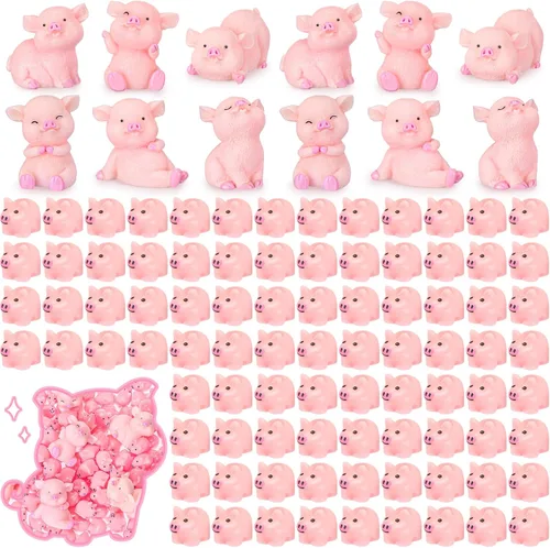 Menkxi 162 piezas de animales de cerdo de resina a granel, pequeñas figuras de cerdo, decoración de fiesta, mini juguetes de resina, mini juguetes