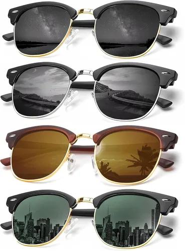 Miniatura 45 de KALIYADI - Gafas de sol polarizadas para hombres y mujeres unisex, marco semirretráctil, estilo retro, para conducir, con bloqueo UV