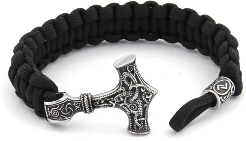 Miniatura 4 de BAVIPOWER Viking Mammen Thor Hammer - Pulsera trenzada con 4 opciones de longitud, acero inoxidable, joyería pagana Asatru para hombres y mujeres