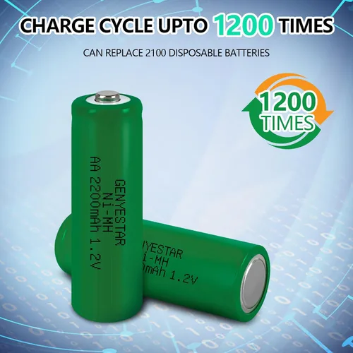 Miniatura 6 de Paquete de 4 baterías recargables AA Ni-MH, 1.2 V 2200 mAh de alta capacidad doble A con baja autodescarga, reemplazo precargado para dispositivos