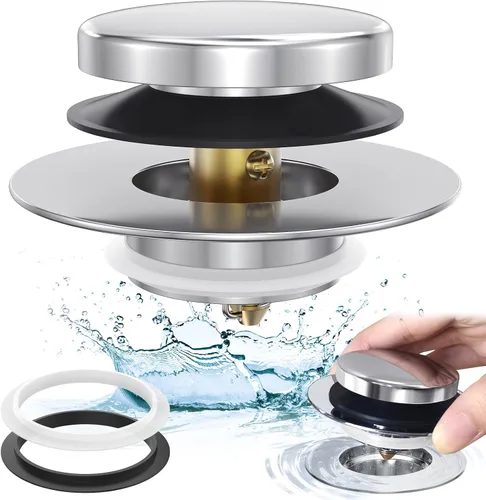 Tapón universal de punta cromada para bañera y tapón de agua, tapón de drenaje de bañera desplegable, tapones de drenaje de bañera de baño, Chapado