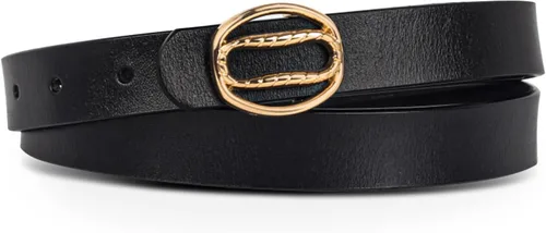 Miniatura 87 de Cinturón de cuero clásico con hebilla de metal para mujer con vestido de jeans