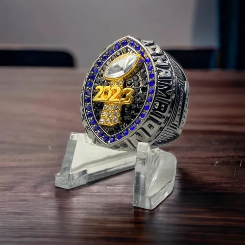 Miniatura 2 de Anillo de trofeo del campeonato de fútbol de fantasía 2023 Premio chapado en bronce negro para el ganador de la Liga de Fútbol Fantasía