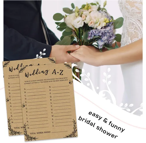 Miniatura 5 de Sirjiera Juego de despedida de soltera de boda A-Z, juego de boda A-Z, 30 tarjetas minimalistas del alfabeto, actividad de despedida de soltera