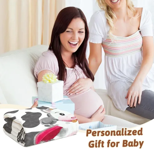 Miniatura 4 de Manta de bebé personalizada con nombre, cobijas de franela suaves y personalizadas con diseño de animales para recién nacidos, niños y niñas