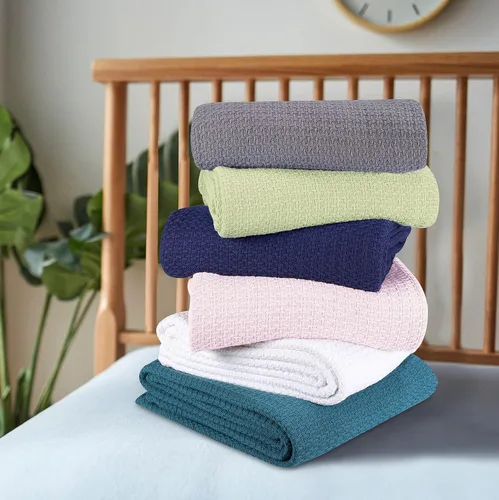 Miniatura 5 de Belizzi Home - Manta para cama 100% algodón, transpirable, tamaño individual, cobija térmica de algodón, perfecta para cubrir cualquier cama en Rosa