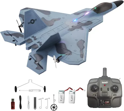 Avión RC F22 Raptor Modelo 4CH 3D/6G Avión RC para adultos y principiantes 2.4Ghz RC Fighter Jet con luz LED Avión de control remoto al aire libre