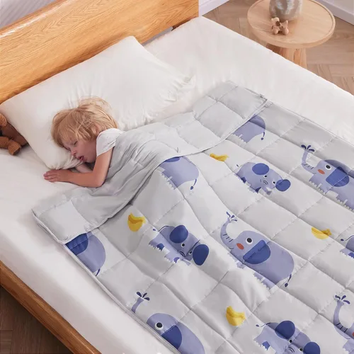 Miniatura 22 de anfie - Manta con peso para niños (40 x 60 pulgadas, 7 lb), manta refrescante para dormir, tamaño de manta ligera, transpirable, con cuentas de Gris