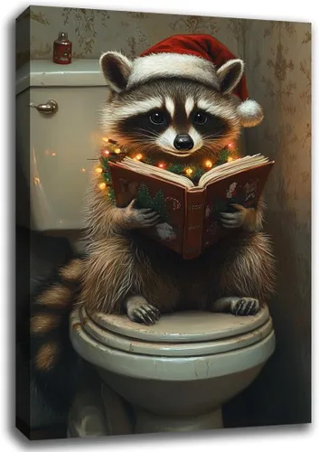 Miniatura 16 de Arte de pared de Navidad para baño, muñeco de nieve de Navidad en la bañera, impresión en lienzo de baño, escena clásica de Navidad, invierno