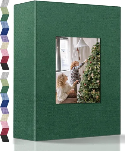 Miniatura 36 de Álbum de fotos popotop 4x6 - 100 fotos, libros de fotos con 100 bolsillos verticales, álbumes con cubierta de lino para fotos familiares, de boda