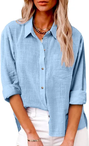 Miniatura 142 de SMIDOW Camisa de algodón y lino con botones para mujer