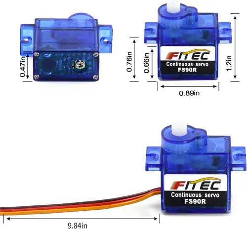Miniatura 6 de FEETECH FS90R 360 grados rotación continua micro servo motor 0.32 oz para RC helicóptero avión coche barco robot controles 4.8V-6V