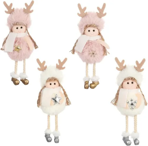 Adornos de Navidad Ángel Ornamento Muñeca de Navidad Colgante Rosa para Decoración de Árbol 4pcs