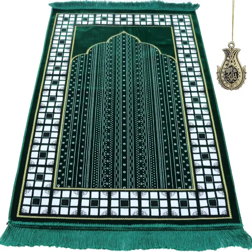 Modefa Alfombra de oración islámica turca, alfombra de terciopelo fina y ligera, alfombra de oración musulmana suave, Janamaz, regalo de Ramadán o