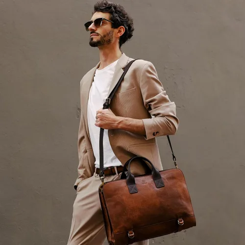 Miniatura 2 de Time Resistance Maletín de cuero para portátil maletín de acoplamiento bolsa de mensajero para hombres y mujeres