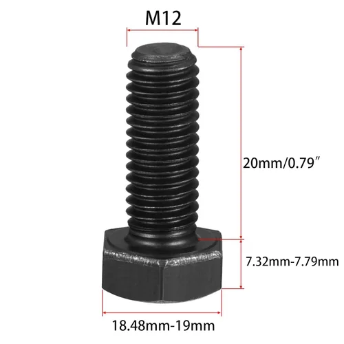 Miniatura 2 de M12-0.069 x 0.787 in Acero al carbono Grado 8.8 Tornillos de cabeza hexagonal externa Tornillos de rosca métrica Tornillos hexagonales Sujetadores
