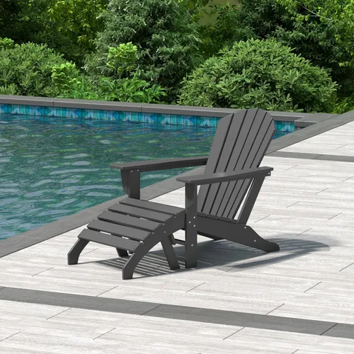 Miniatura 14 de WestinTrends Dylan - Silla Adirondack para exteriores con otomana, juego de 2 piezas, color negro