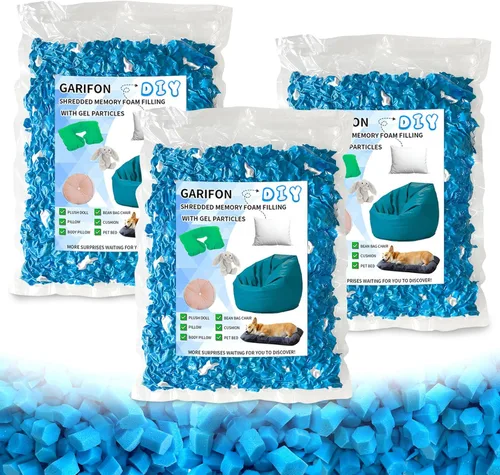 Relleno para Bolsa de Frijoles de 15 libras, Relleno para Almohada, Relleno para Bolsa de Frijoles, Relleno de Espuma Viscoelástica Triturada, Azul
