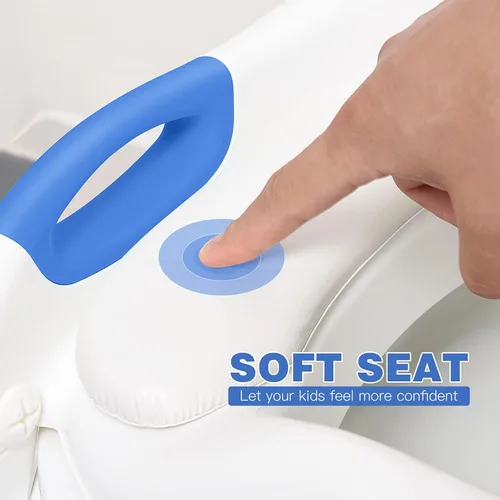 Miniatura 5 de SKYROKU - Asiento de inodoro mejorado para niños y niñas, para entrenamiento de baño, almohadilla antideslizante para protección contra 8838-azul